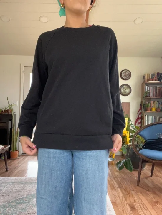 Colsie Black Crewneck Sweatshirt Cozy Basic Minimal Athleisure Lounge Top Size S - Picture 5 of 5